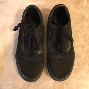 Kids Vans All Black Old Skool Youth 2.5 Lace zip Sneakers Skate Shoes Classic